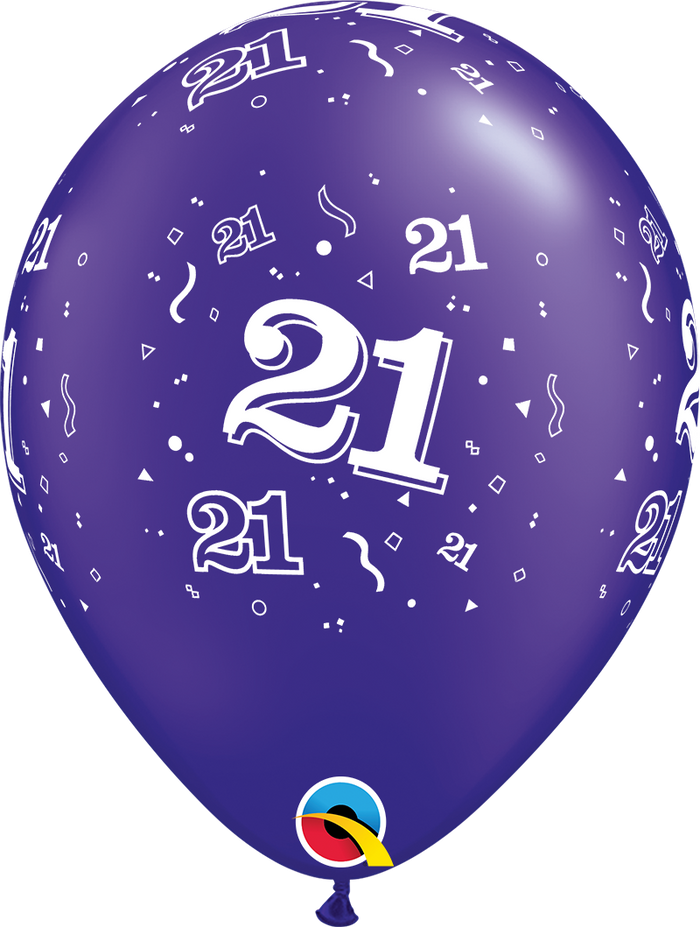 11 Inch Round Pearl Quartz Purple 21-A-Round Qualatex Printed Latex Balloons UNINFLATED