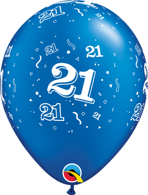 11 Inch Round Pearl Sapphire Blue 21-A-Round Qualatex Printed Latex Balloons UNINFLATED