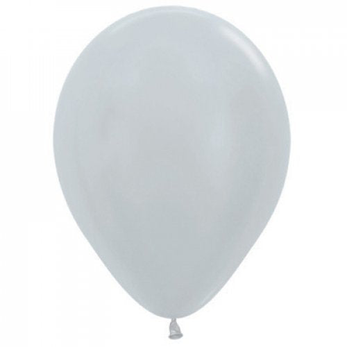 11 Inch Round Satin Silver Sempertex Plain Latex Balloons UNINFLATED