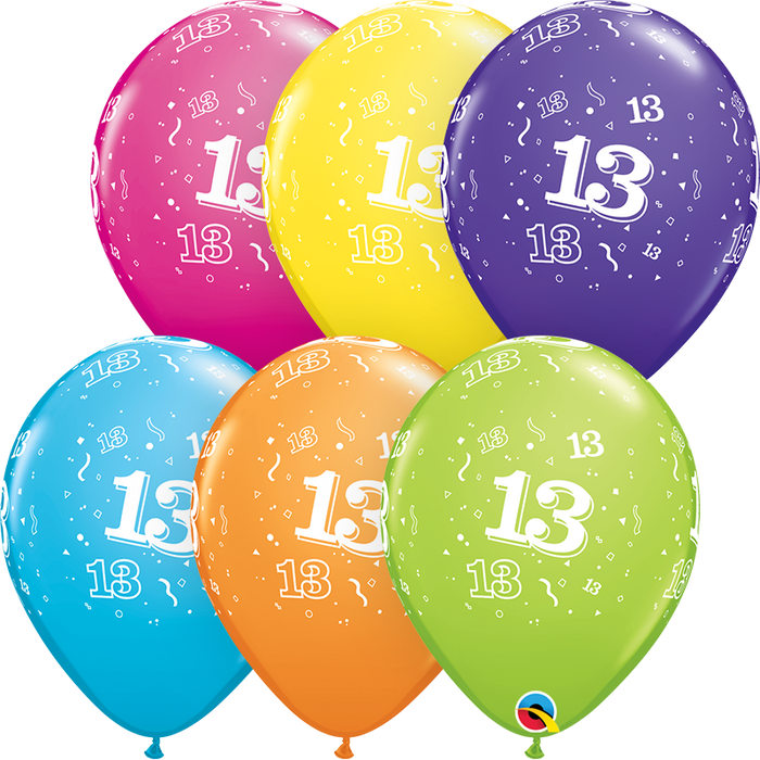 11 Inch Round Tropical Assorted 13-A-Round Qualatex Printed Latex Balloons UNINFLATED
