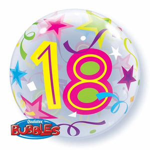 18th Birthday Brilliant Stars 22 Inch Qualatex Bubble Balloon UNINFLATED