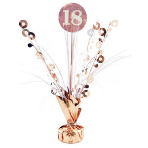 18th Birthday Rose Gold & White Centrepiece Spray