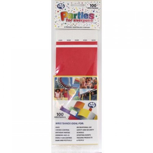 Bright Red Tyvek Wristbands Pack of 100