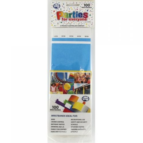 Bright Blue Tyvek Wristbands Pack of 100