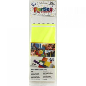 Fluro Yellow Tyvek Wristbands Pack of 100