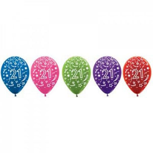 11 Inch Printed 21 Metallic Assorted Sempertex Latex Balloon UNINFLATED