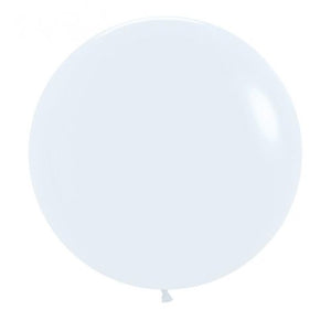 24 Inch (60 CM) Round Fashion White Sempertex Plain Latex Balloon UNINFLATED