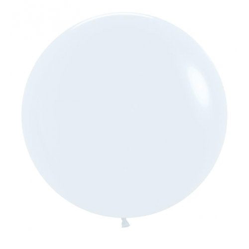 24 Inch (60 CM) Round Fashion White Sempertex Plain Latex Balloon UNINFLATED