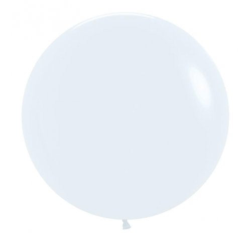 24 Inch (60 CM) Round Fashion White Sempertex Plain Latex Balloon UNINFLATED