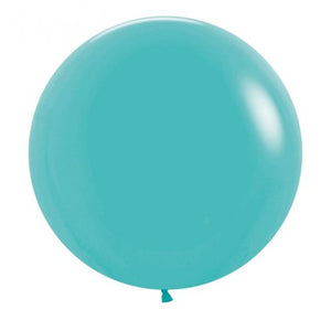 24 Inch (60 CM) Round Fashion Caribbean Blue Sempertex Plain Latex Balloon UNINFLATED