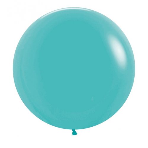 24 Inch (60 CM) Round Fashion Caribbean Blue Sempertex Plain Latex Balloon UNINFLATED