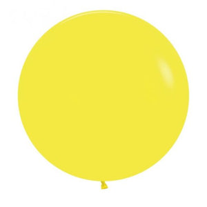 24 Inch (60 CM) Round Fashion Yellow Sempertex Plain Latex Balloon UNINFLATED