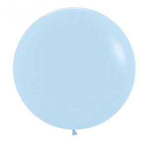 24 Inch (60 CM) Round Matte Pastel Blue Sempertex Plain Latex Balloon UNINFLATED