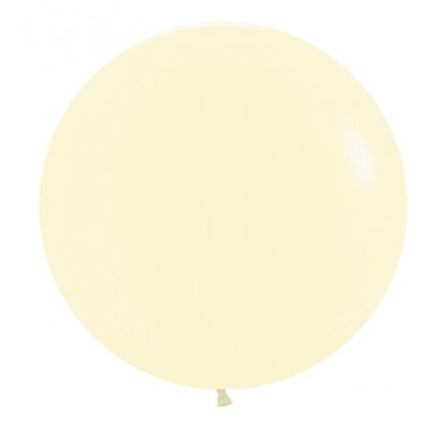 24 Inch (60 CM) Round Matte Pastel Yellow Sempertex Plain Latex Balloon UNINFLATED