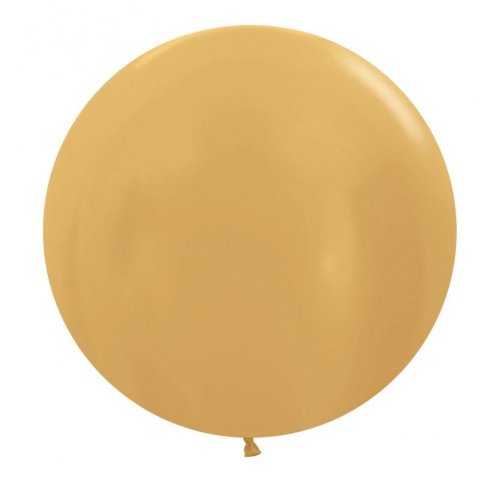 24 Inch (60 CM) Round Metallic Gold Sempertex Plain Latex Balloon UNINFLATED