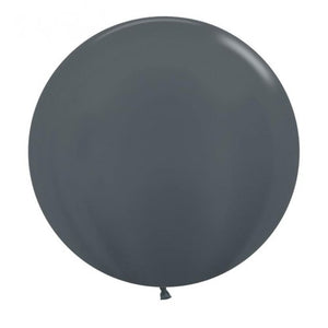 24 Inch (60 CM) Round Metallic Graphite Sempertex Plain Latex Balloon UNINFLATED