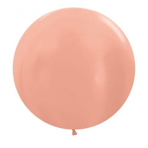 24 Inch (60 CM) Round Metallic Rose Gold Sempertex Plain Latex Balloon UNINFLATED