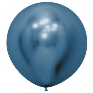 24 Inch (60 CM) Round Reflex Blue Sempertex Plain Latex Balloon UNINFLATED