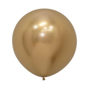 24 Inch (60 CM) Round Reflex Gold Sempertex Plain Latex Balloon UNINFLATED