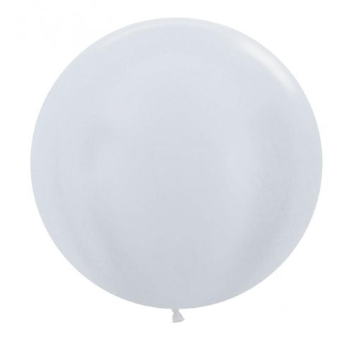 24 Inch (60 CM) Round Satin White Sempertex Plain Latex Balloon UNINFLATED
