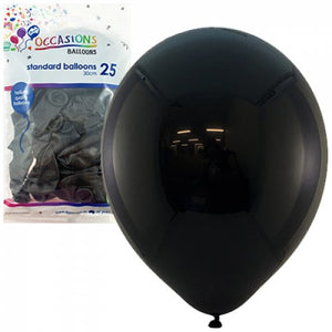 30cm Black Balloons - Pack of 25
