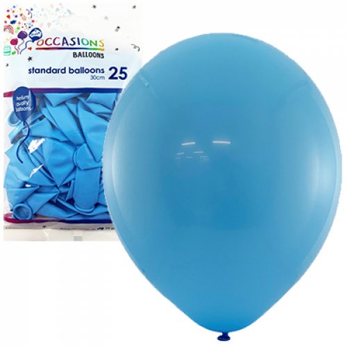 30cm Light Blue Balloons - Pack of 25