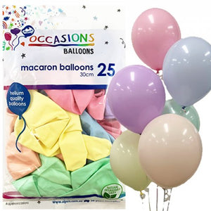 30cm Macaron Assorted Colours Balloons - Pack of 25