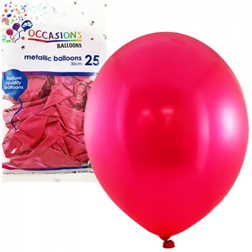 30cm Metallic Fuchsia Balloons - Pack of 25