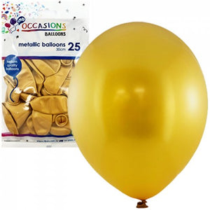 30cm Metallic Gold Balloons - Pack of 25