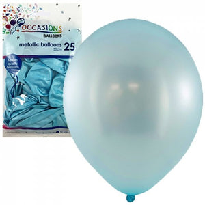30cm Metallic Light Blue Balloons - Pack of 25