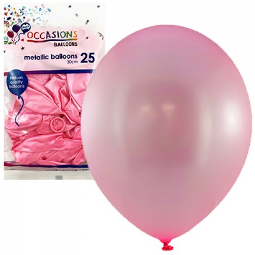 30cm Metallic Light Pink Balloons - Pack of 25