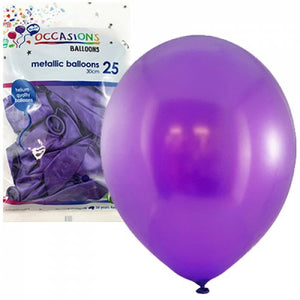 30cm Metallic Purple Balloons - Pack of 25