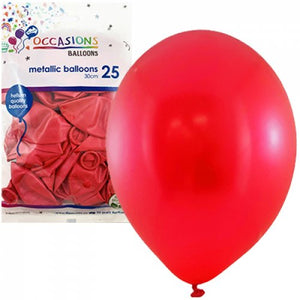 30cm Metallic Red Balloons - Pack of 25