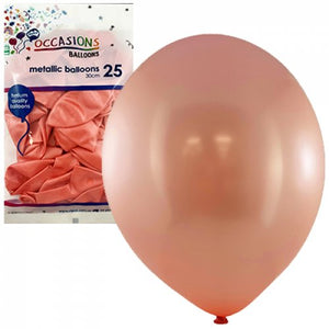 30cm Metallic Rose Gold Balloons - Pack of 25