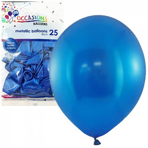 30cm Metallic Royal Blue Balloons - Pack of 25