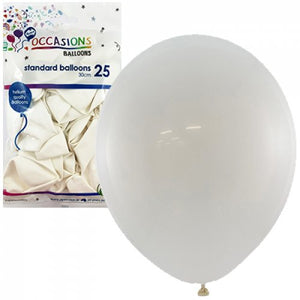 30cm White Balloons - Pack of 25