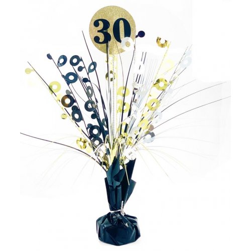 30th Birthday Black Gold Centrepiece Spray