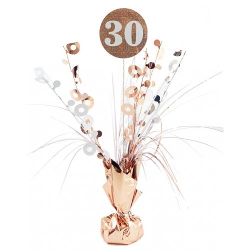 30th Birthday Rose Gold & White Centrepiece Spray