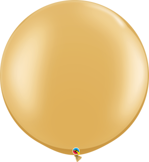 3ft Round Gold Qualatex Plain Latex Balloon UNINFLATED