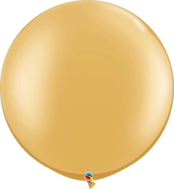 3ft Round Gold Qualatex Plain Latex Balloon UNINFLATED