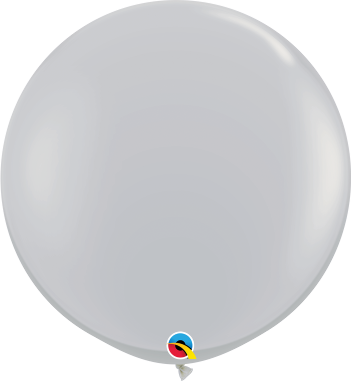 3ft Round Gray Qualatex Plain Latex Balloon UNINFLATED