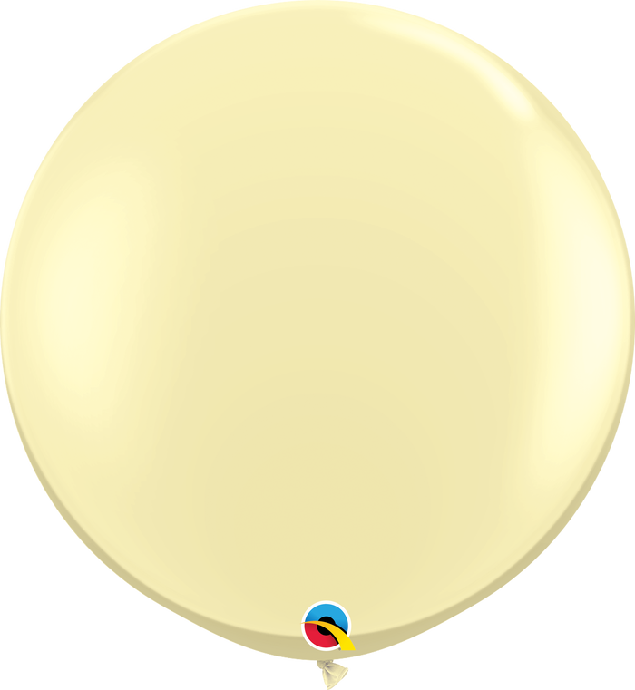 3ft Round Ivory Silk Qualatex Plain Latex Balloon UNINFLATED