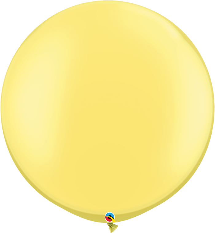 3ft Round Pearl Lemon Chiffon Yellow Qualatex Plain Latex Balloon UNINFLATED