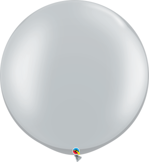 3ft Round Silver Qualatex Plain Latex Balloon UNINFLATED