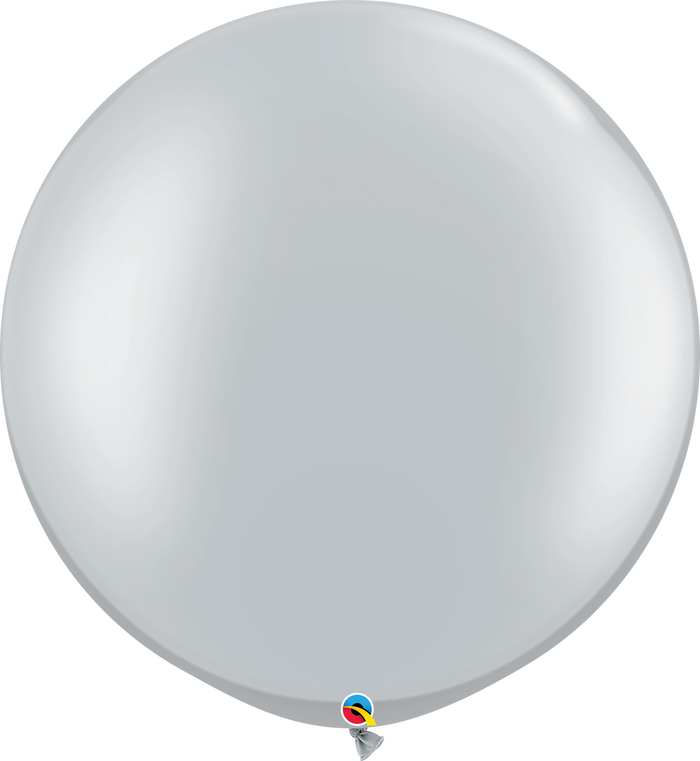 3ft Round Silver Qualatex Plain Latex Balloon UNINFLATED