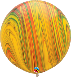 3ft Round Traditional Agate Rainbow Superagate Qualatex Latex Balloon UNINFLATED