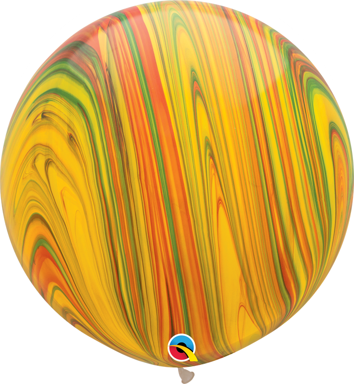 3ft Round Traditional Agate Rainbow Superagate Qualatex Latex Balloon UNINFLATED