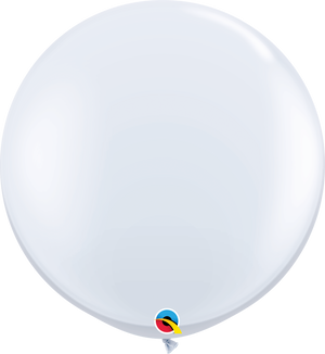 3ft Round White Qualatex Plain Latex Balloon UNINFLATED