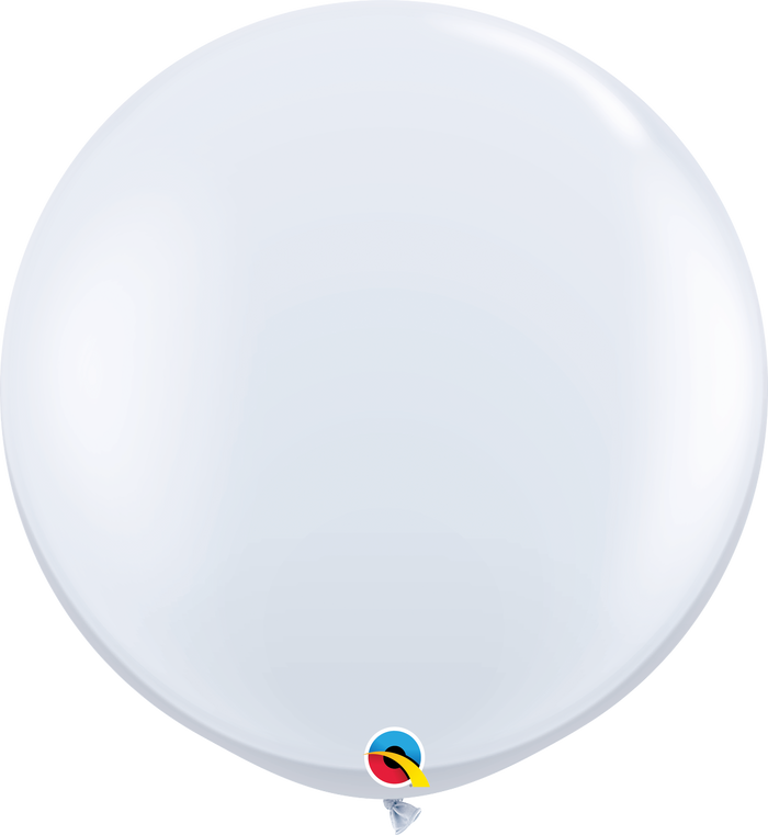3ft Round White Qualatex Plain Latex Balloon UNINFLATED