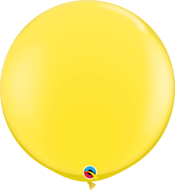 3ft Round Yellow Qualatex Plain Latex Balloon UNINFLATED